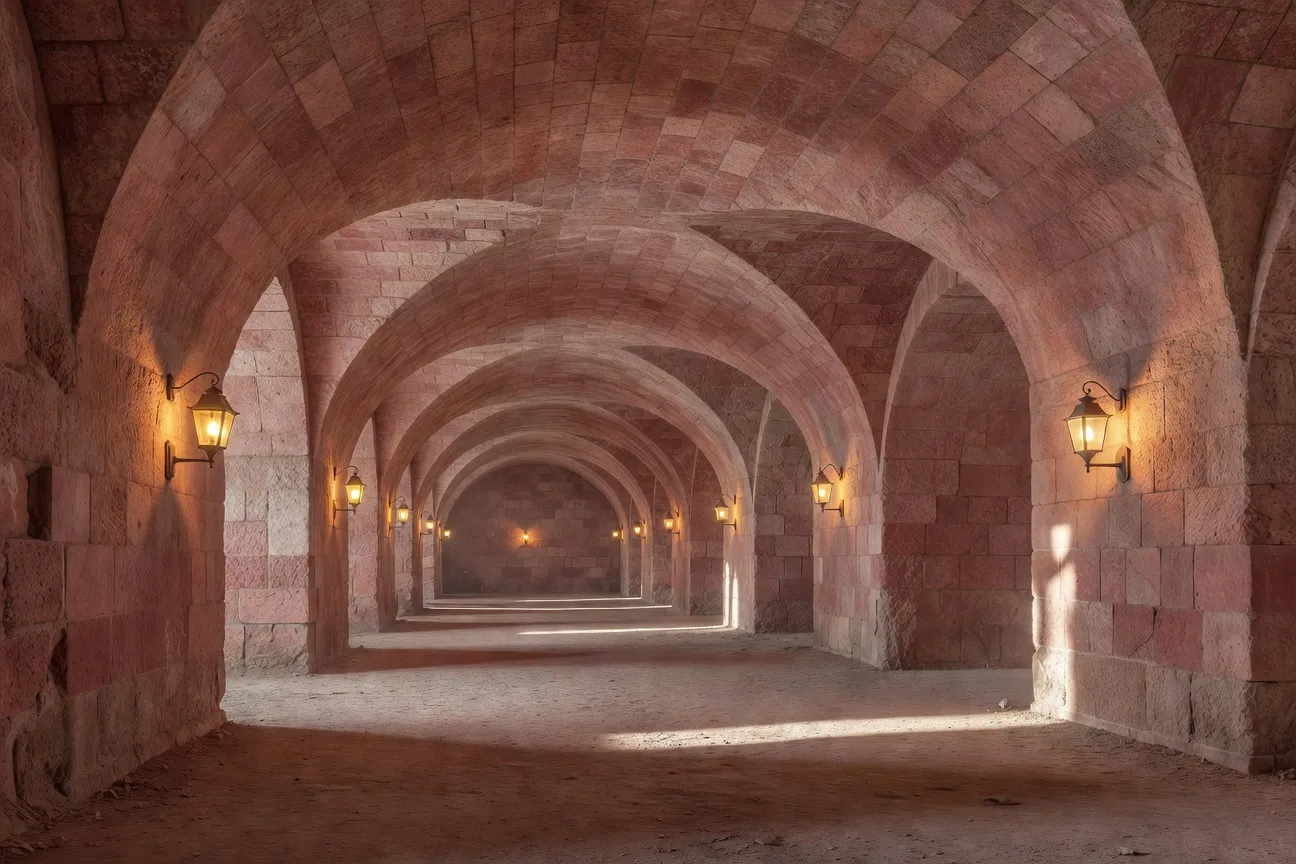 Galeries voûtées du Grand Souterrain de Belfort taillées dans le grès rose