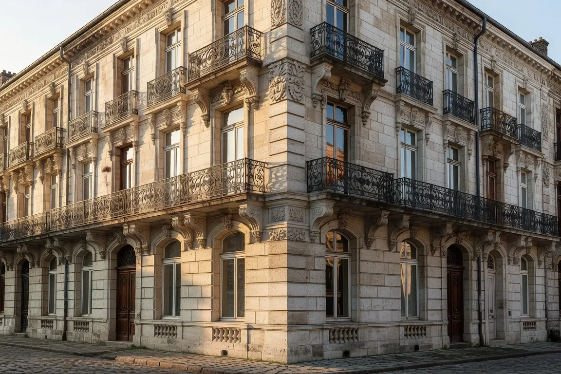 Architecture XIXe siècle dans le centre de Belfort — façades et balcons ouvragés