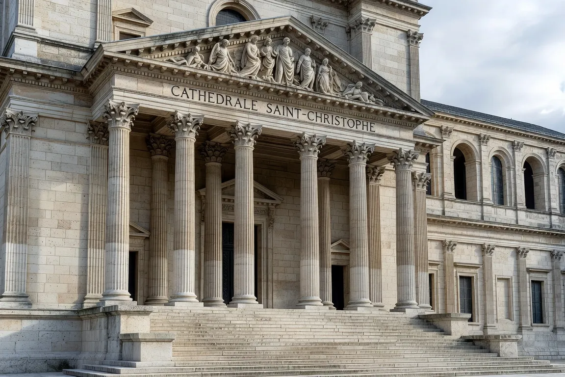 Portique néoclassique de la cathédrale Saint-Christophe de Belfort