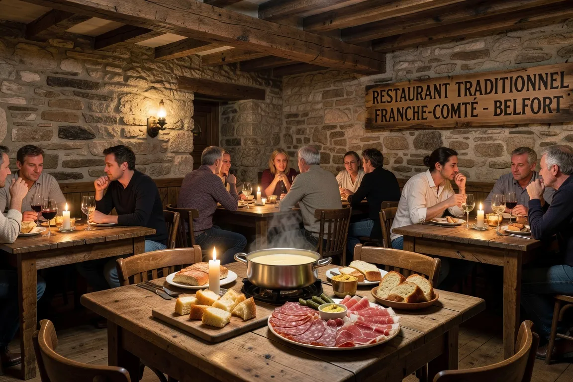 Restaurant traditionnel de Belfort — fondue au Comté et charcuterie franc-comtoise