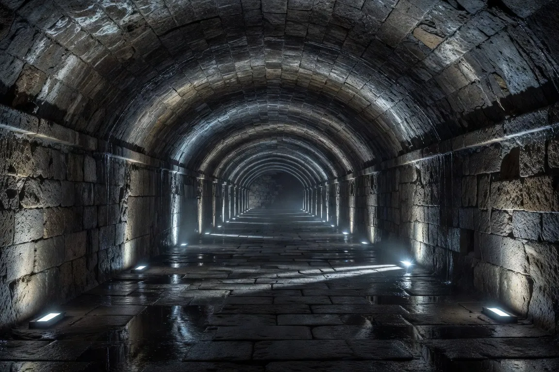 Galerie voûtée du Grand Souterrain de Belfort — couloir souterrain du XVIIIe siècle