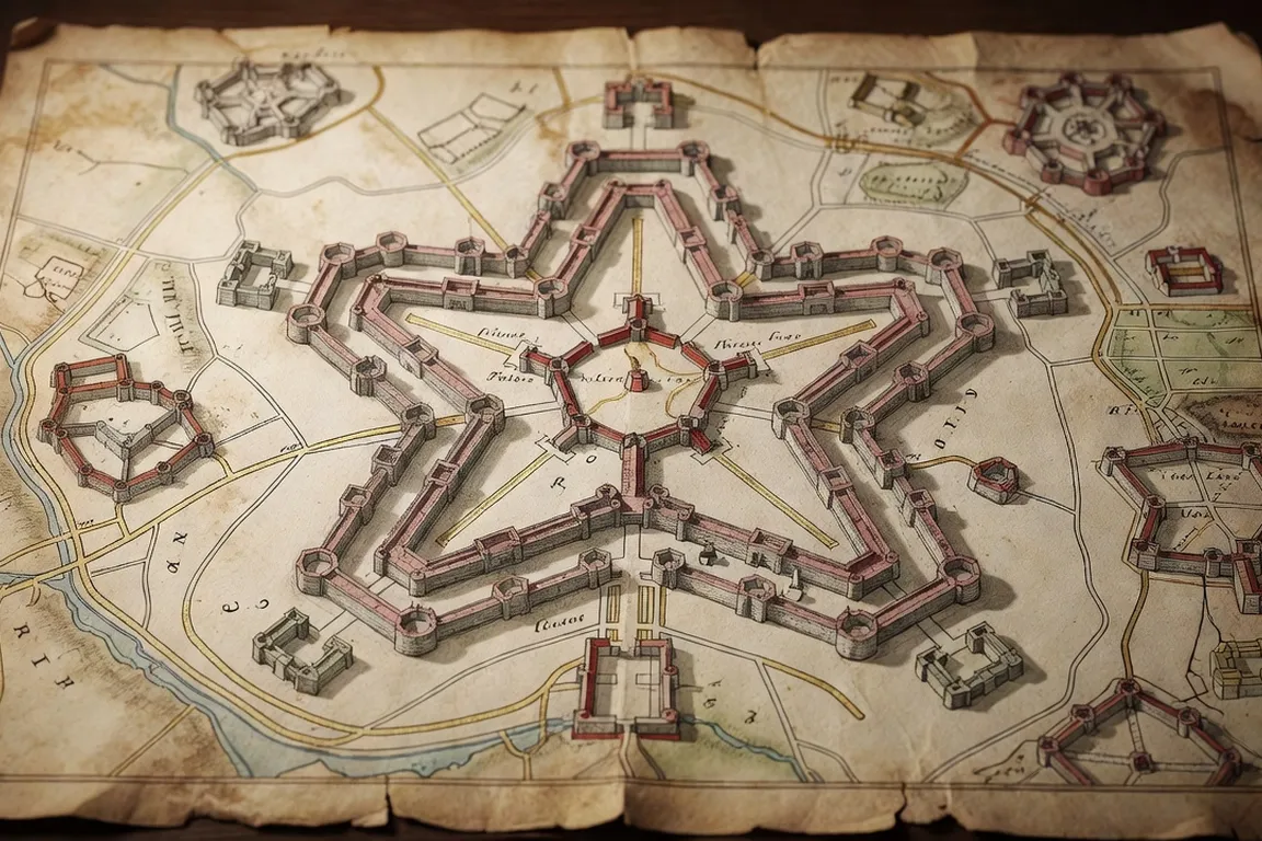 Carte historique illustrant le réseau des fortifications Vauban entre l'Alsace et la Franche-Comté