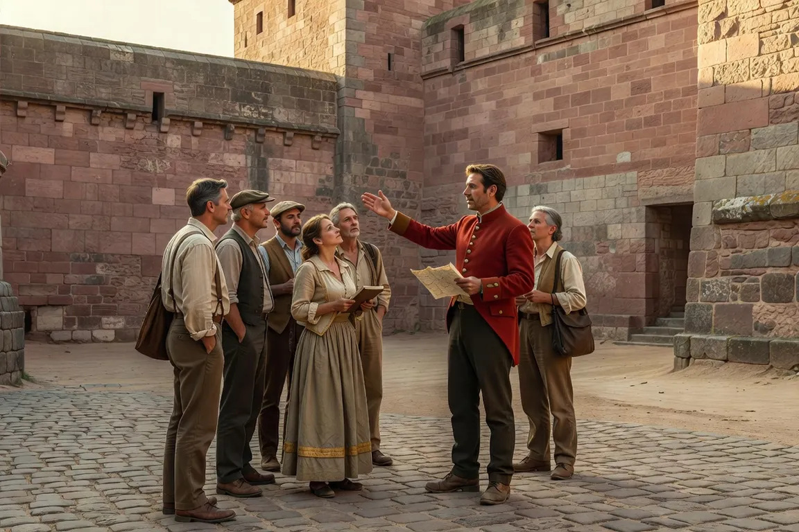 Groupe de visiteurs en visite guidée à la citadelle de Belfort