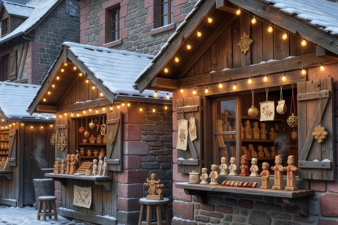 Chalets en bois du marché de Noël artisanal de Belfort