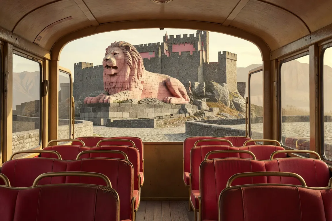 Vue depuis le petit train touristique sur un monument historique de Belfort