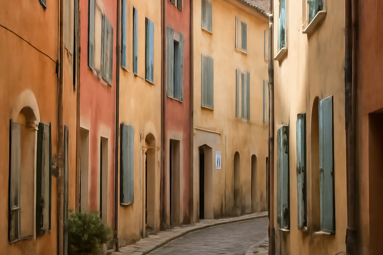 Ruelle pavée de la vieille ville de Belfort avec façades colorées typiques